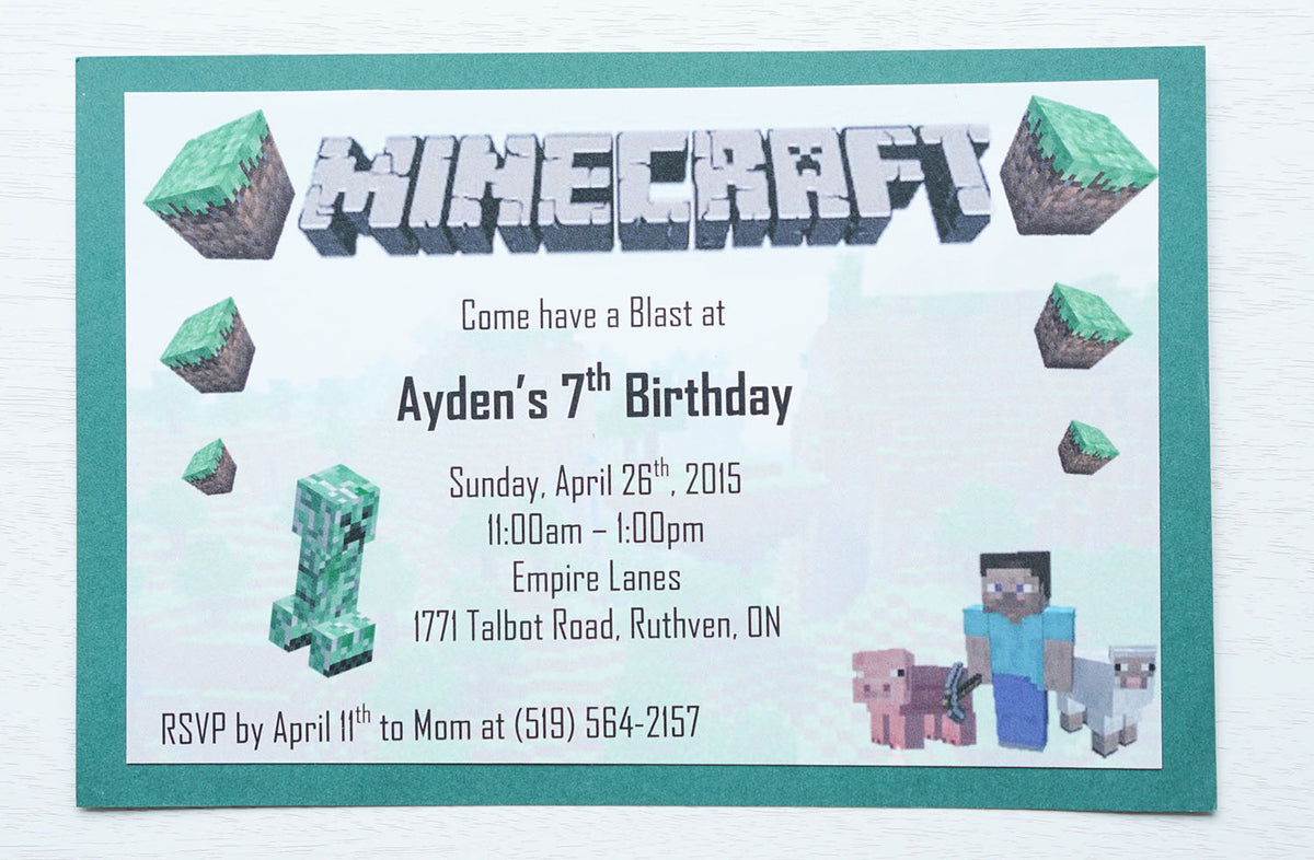 Invitations de Minecraft - Party Expert