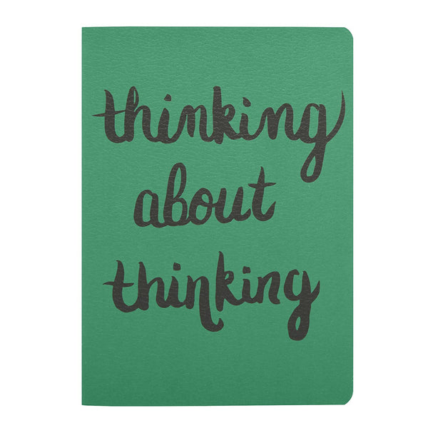 alt="Mini green thinking about thinking black cursive sentiment journal"