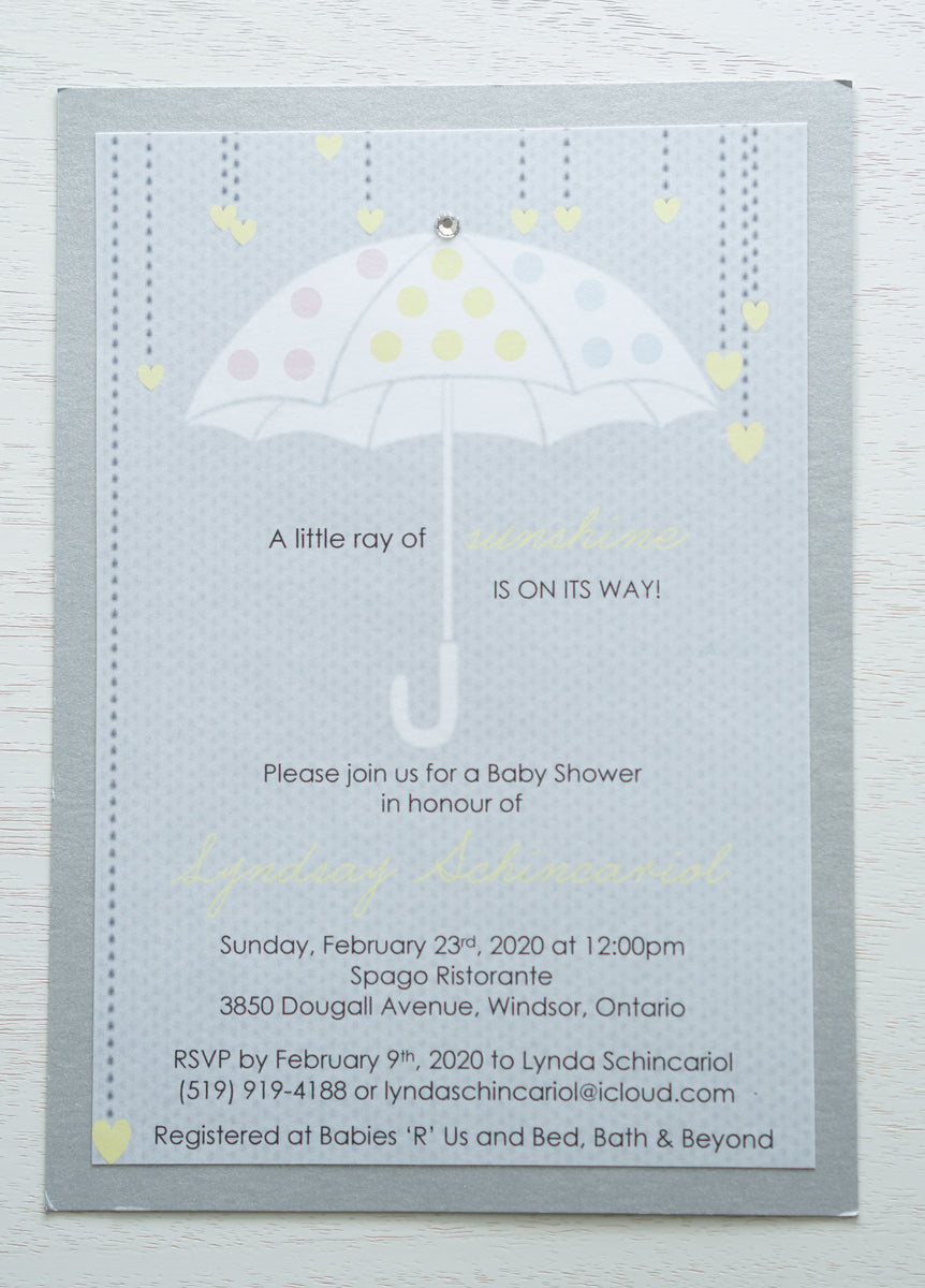 Umbrella • Ray of Sunshine Baby Shower Invitation Elizabeth R Fine