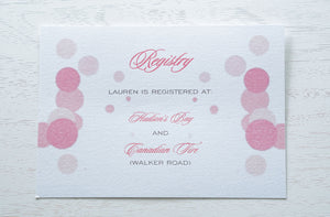 alt="Custom insert cards that match your bridal shower invitation to let your guests know your gift registry details"