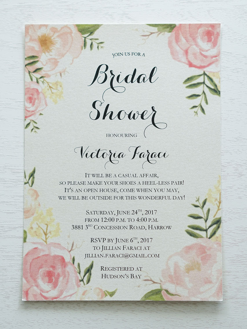 Florals • Elegant Pink Watercolour Baby Shower Invitation
