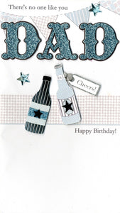 alt="Quality hand-finished, glitter embellished Dad birthday beer greeting card by Second Nature sealed in a protective wrapping complete with envelope"
