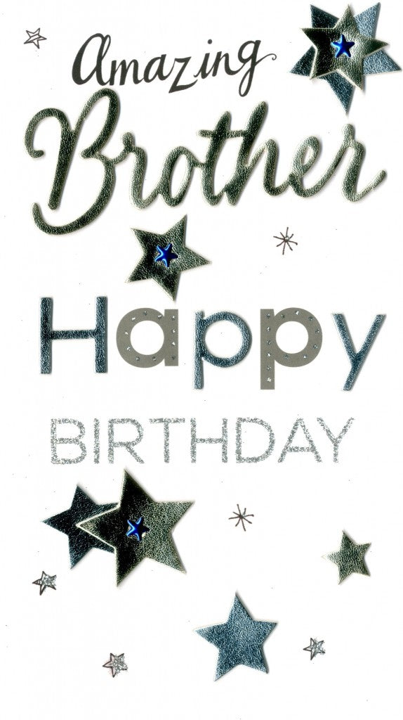 Brother Birthday Stars - Champagne Greeting Card